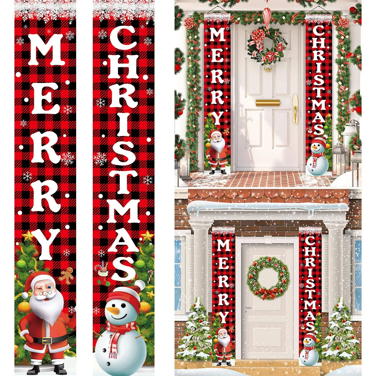 Merry Christmas Door Banner Decoration 2024 Christmas Decor for Home