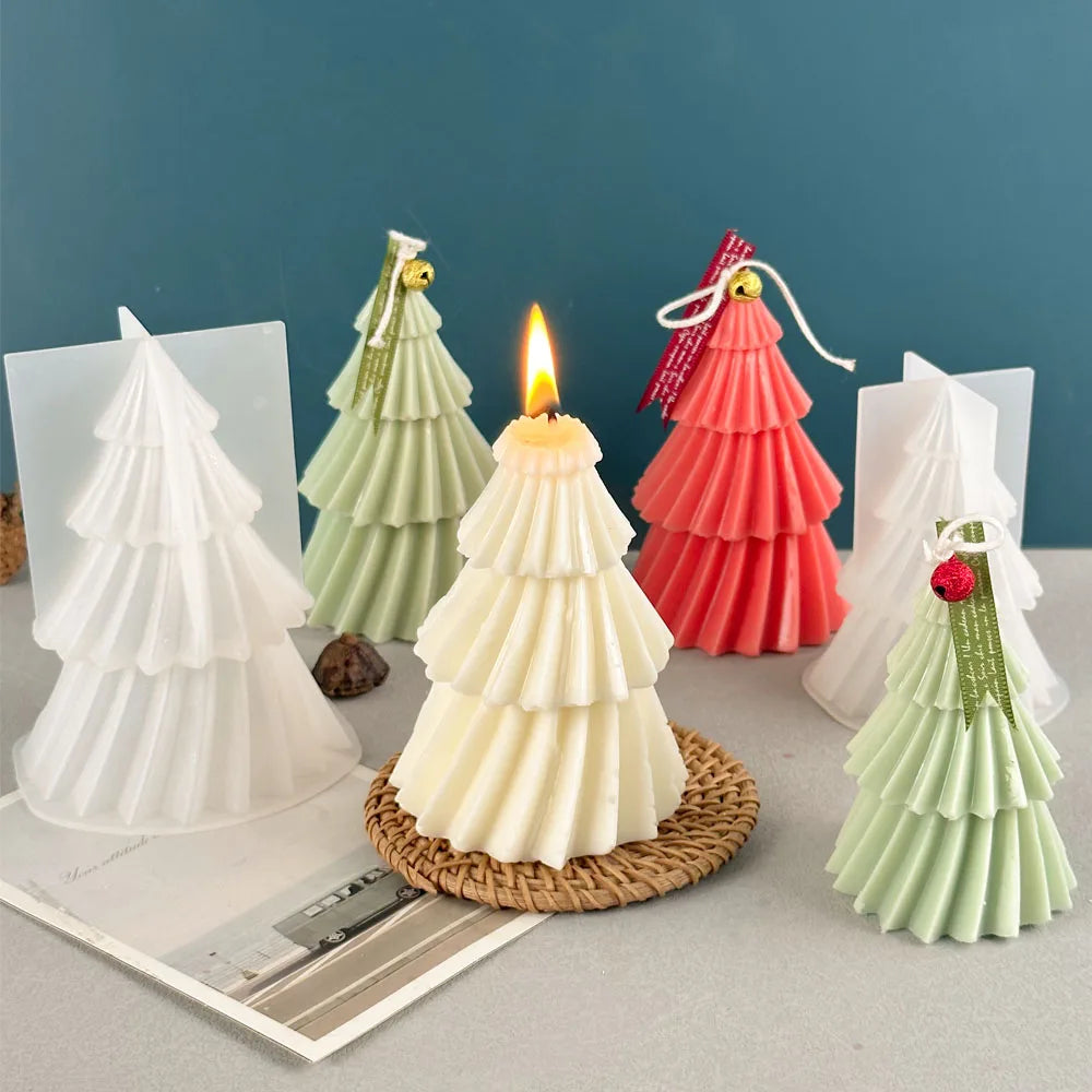 3D Geometric Pine Silicone Candle Mold DIY Christmas tree Craft Gifts