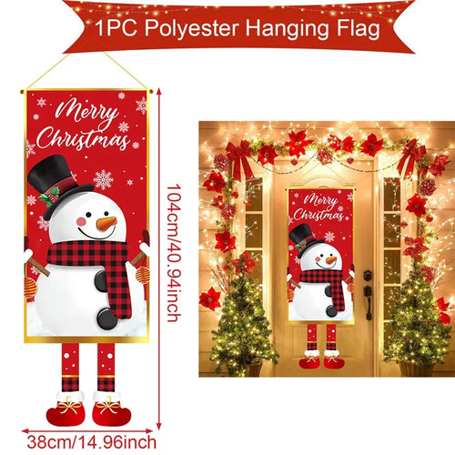 Christmas Hanging Flag Decoration Merry Cristmas Decor for Home 2024