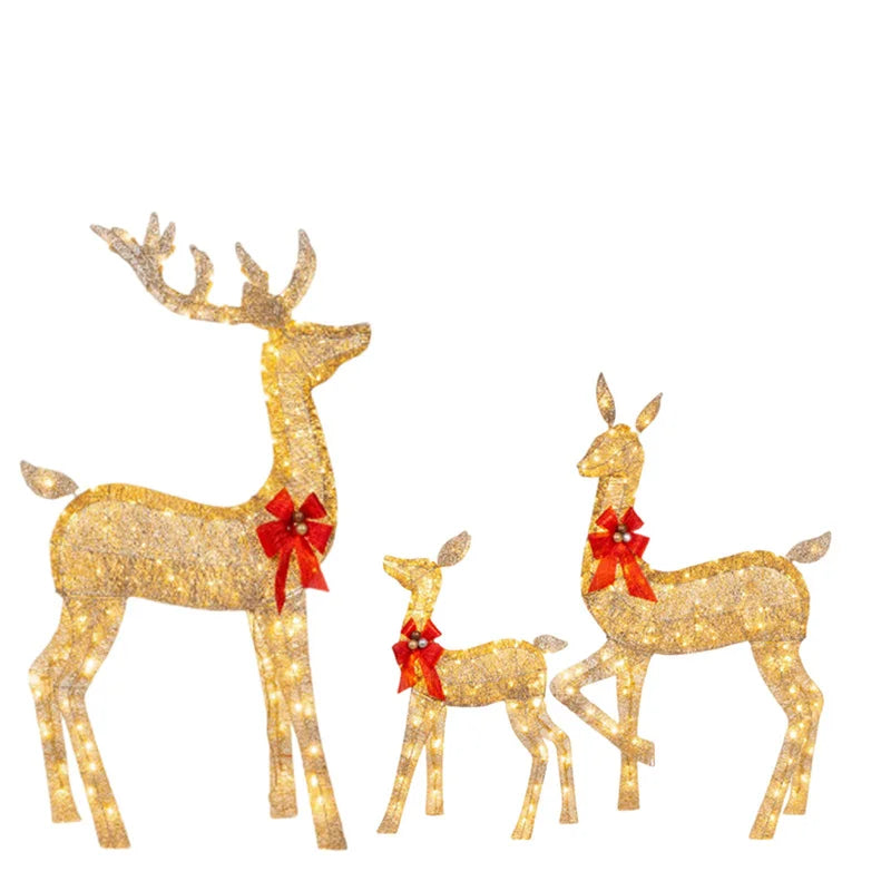 1-3Pcs Acrylic Elk Deer LED Light Reindeer Family Decor Lighted Deer