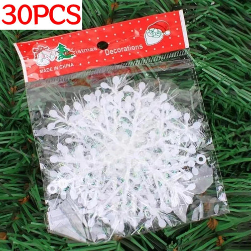 120/30PCS Christmas Snowflake Ornaments Glitter Fake White Snowflake