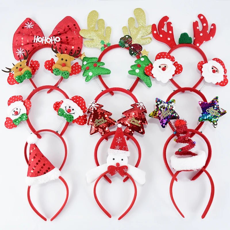 Merry Christmas Headbands Cute Xmas Santa Elk Antlers Headband Hair