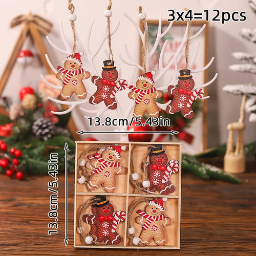 9/12pcs Christmas Dwarf Wooden Pendant Christmas Tree Hanging