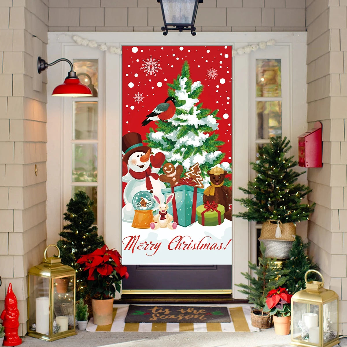 Christmas Hanging Flag Porch Door Banner Christmas Decorations For