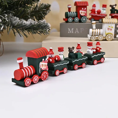 Wooden Christmas Small Train Xmas Ornaments Merry Christmas Decor For