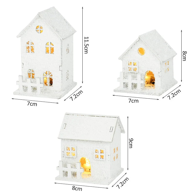 2024 Christmas Led Light Wooden House with Snowflake Luminous Cabin