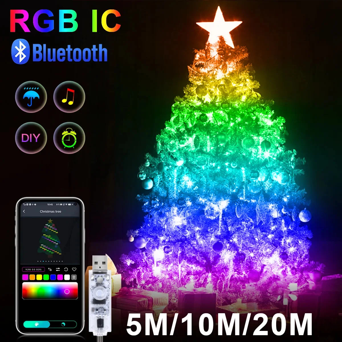 RGB IC Smart String Light DIY LED Fairy Lights Programmable WS2812B