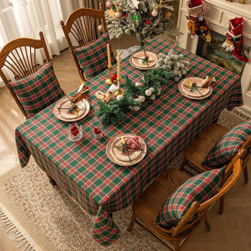 Christmas Themed Checkered Tablecloth, Suitable For Holiday Parties,