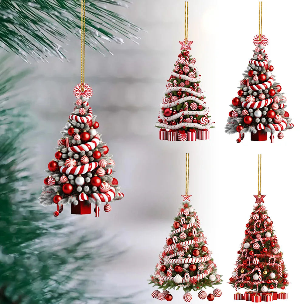 New Year 2025 Light Reflection Christmas Tree Pendant Gifts Decor