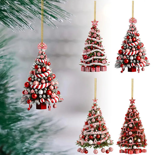 New Year 2025 Light Reflection Christmas Tree Pendant Gifts Decor