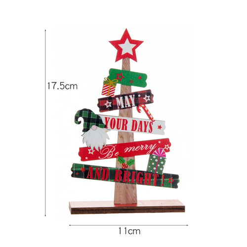 Wooden Christmas Tree Desktop Ornament Santa Claus Merry Christmas