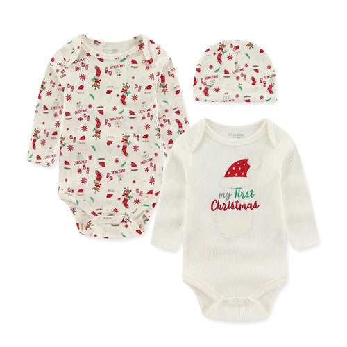 Unisex Chrismas Sets 3Pieces Cotton Newborn Baby Girl Clothes Animal