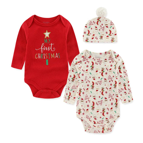 Unisex Chrismas Sets 3Pieces Cotton Newborn Baby Girl Clothes Animal