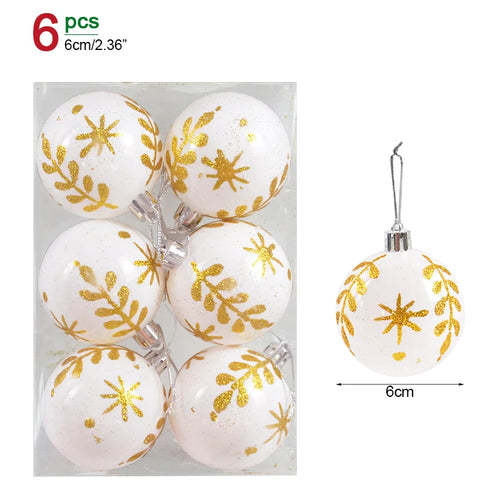 6Pcs/box 6cm Christmas Ball Ornaments Xmas Tree Hanging Pendant