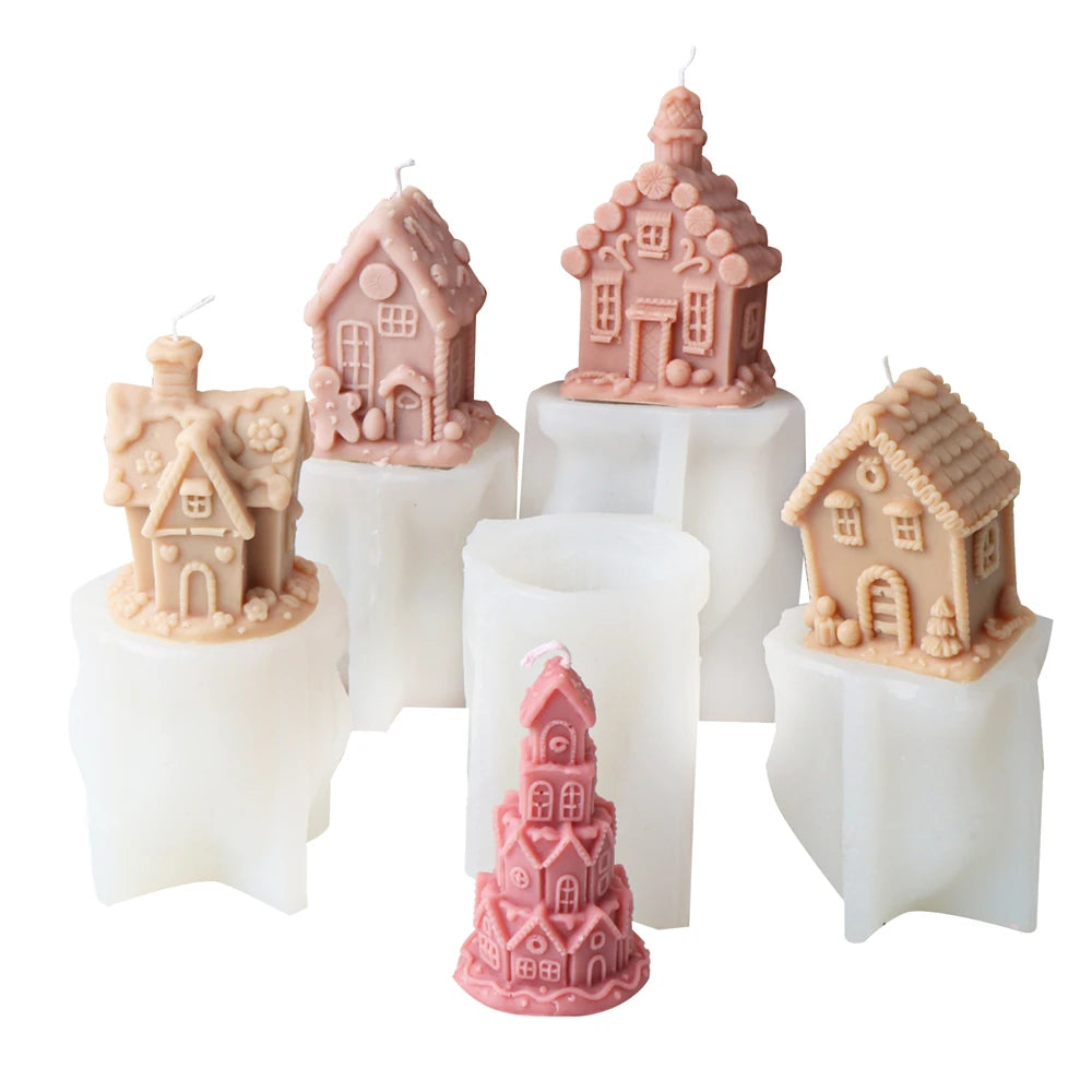 3D Christmas House Candle Silicone Mold DIY Creative Cabin Log Cabin