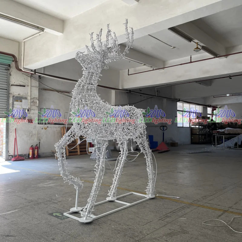 Custom. White Outdoor Commercial Motif Lights 3D LED Reindeer