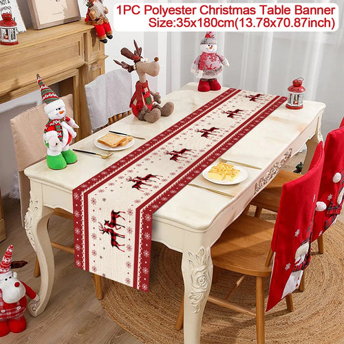 Christmas Polyester Table Runner Merry Christmas Decoration For Home