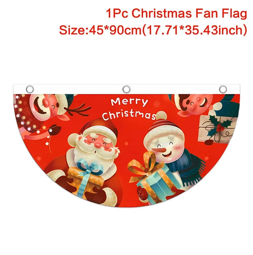 Christmas Fan-shaped Flag Banner Christmas Decoration for Home 2024