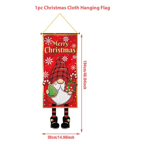 Christmas Hanging Flag Decoration Merry Cristmas Decor for Home 2024