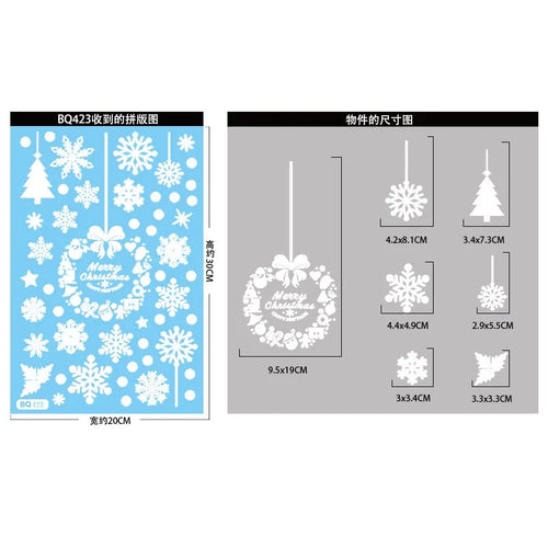 Christmas Hanging Ball Candy Stick Snowflake Glass Sticker Noel