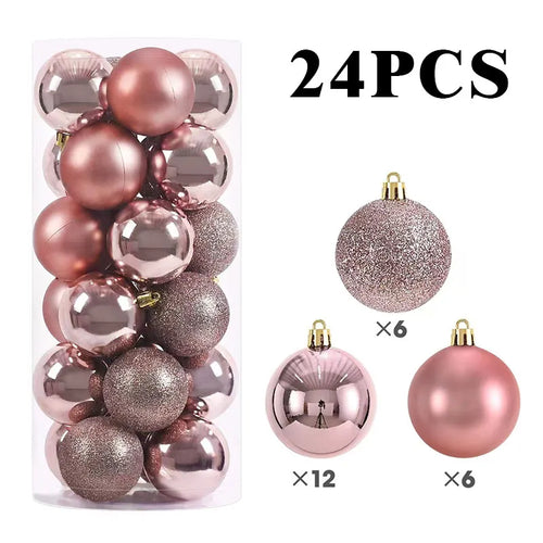 24/pcs 8CM Christmas Ball Ornaments Set Painted Plastics Christmas