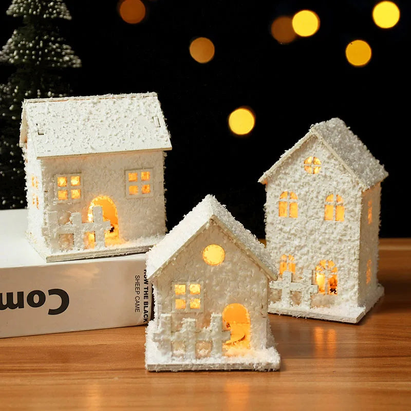 2024 Christmas Led Light Wooden House with Snowflake Luminous Cabin