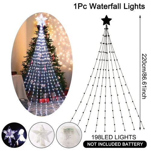 LED Star Waterfall Lights Christmas Decorations String Lights