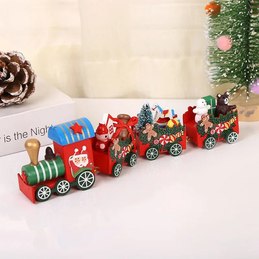 Wooden Christmas Small Train Xmas Ornaments Merry Christmas Decor For