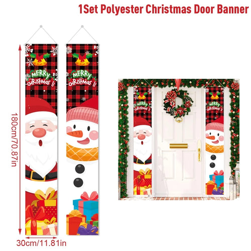 Merry Christmas Door Banner Decoration 2024 Christmas Decor for Home