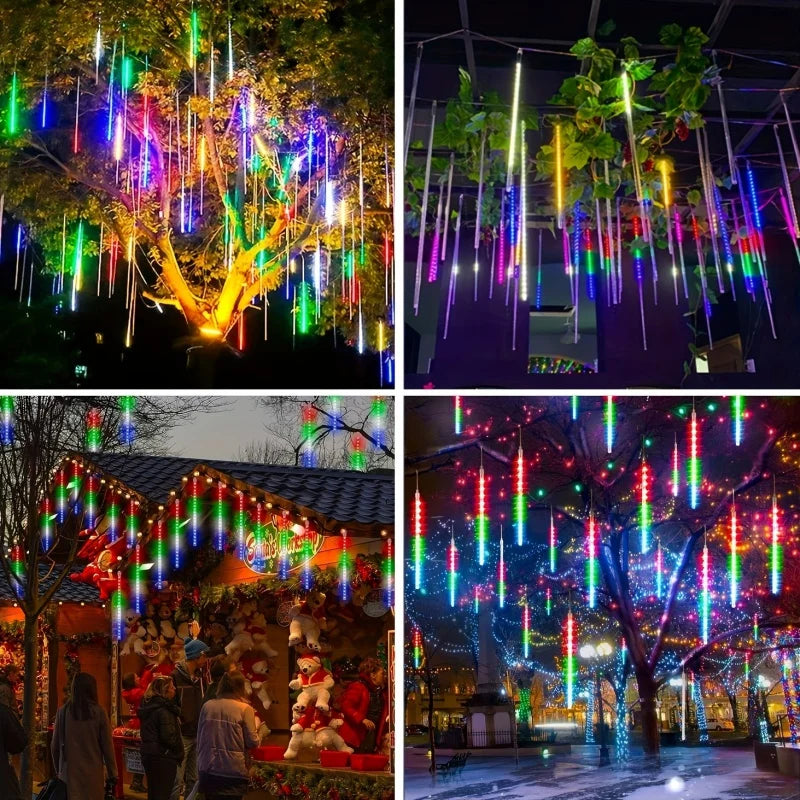 1pc Solar Powered Meteor Rain String Lights Waterproof for Outdoor