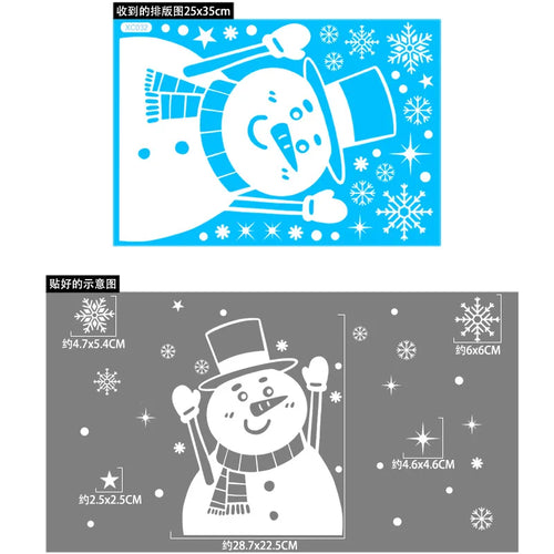 1Set Santa Claus Snowman Elk Window Stickers Snowflake Electrostatic