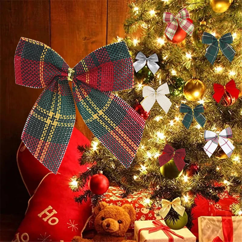 20/10pcs Linen Christmas Bow Decoration Christmas Tree Hanging