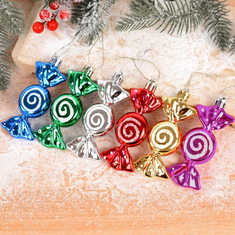 6pcs/box Christmas Candy Pendant Xmas Tree Hanging Ornaments Christmas