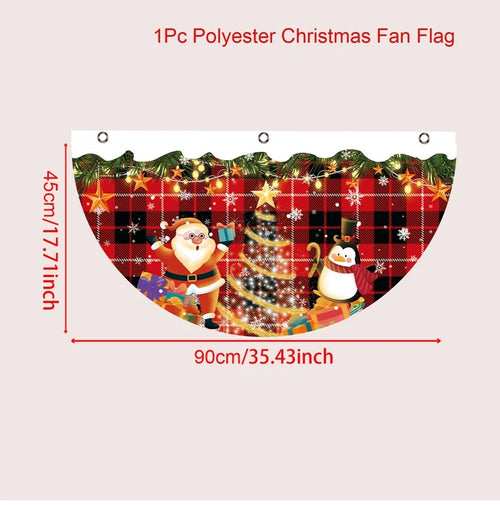 Christmas Fan-shaped Flag Banner Christmas Decoration for Home 2024