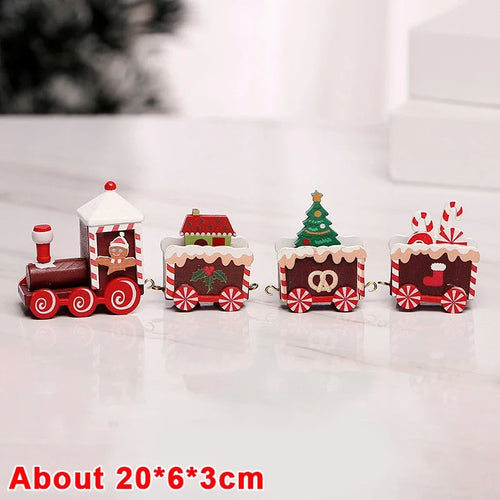 Wooden Train Christmas Ornaments Santa Cake Decoration Merry Christmas