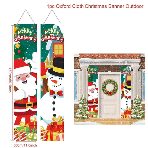 Merry Christmas Door Banner Decoration 2024 Christmas Decor for Home