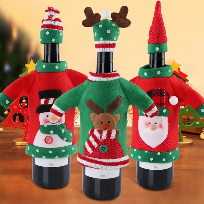 Creative Christmas Wine Bottle Set Golden Velvet Dress Wine Bottle