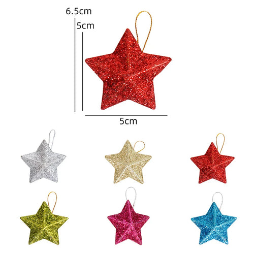 Gold Glitter Star Ornaments Christmas Tree Hanging Pendant 2024