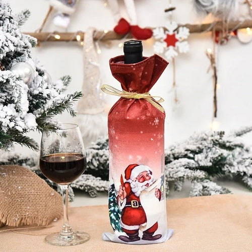 Creative Christmas Wine Bottle Set Golden Velvet Dress Wine Bottle