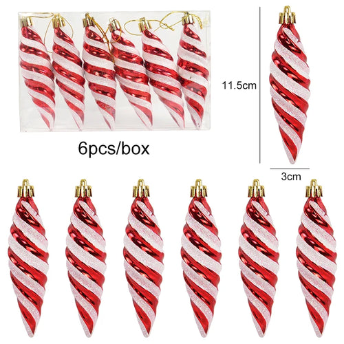 6pcs/box Christmas Candy Pendant Xmas Tree Hanging Ornaments Christmas