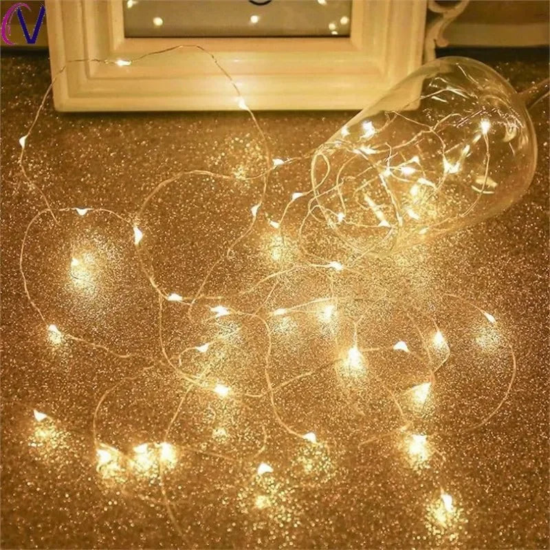 USB LED String Lights 5M Silver Wire Garland Light Waterproof Fairy