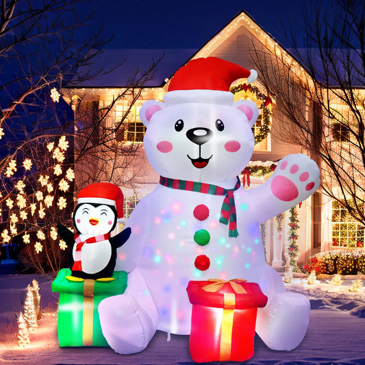 6FT Christmas Inflatables Outdoor Decorations Polar Bear Inflatable