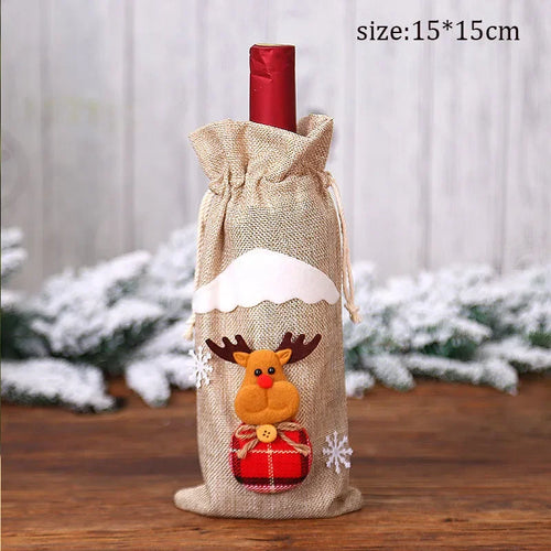 Christmas Santa Knitted Wine Bottle Case Elk Snowman Red Wine