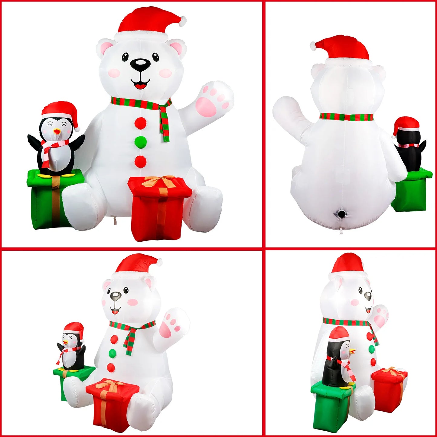 6FT Christmas Inflatables Outdoor Decorations Polar Bear Inflatable