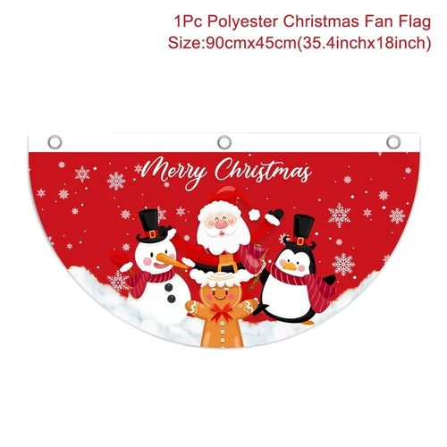 Christmas Fan-shaped Flag Banner Christmas Decoration for Home 2024