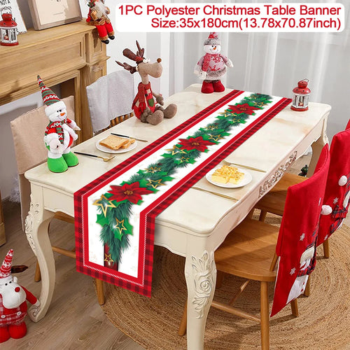 Christmas Polyester Table Runner Merry Christmas Decoration For Home