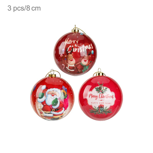 3pcs 8cm Christmas Balls Original Gifts Christmas Decoration 2024