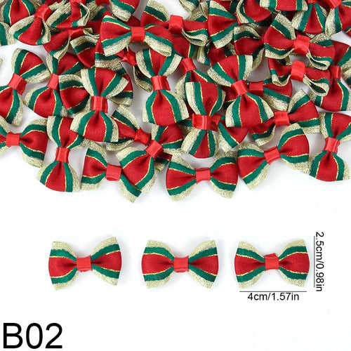 30pc Christmas Satin Ribbon Bows Handmade DIY Gift Wrapping Decor Bow