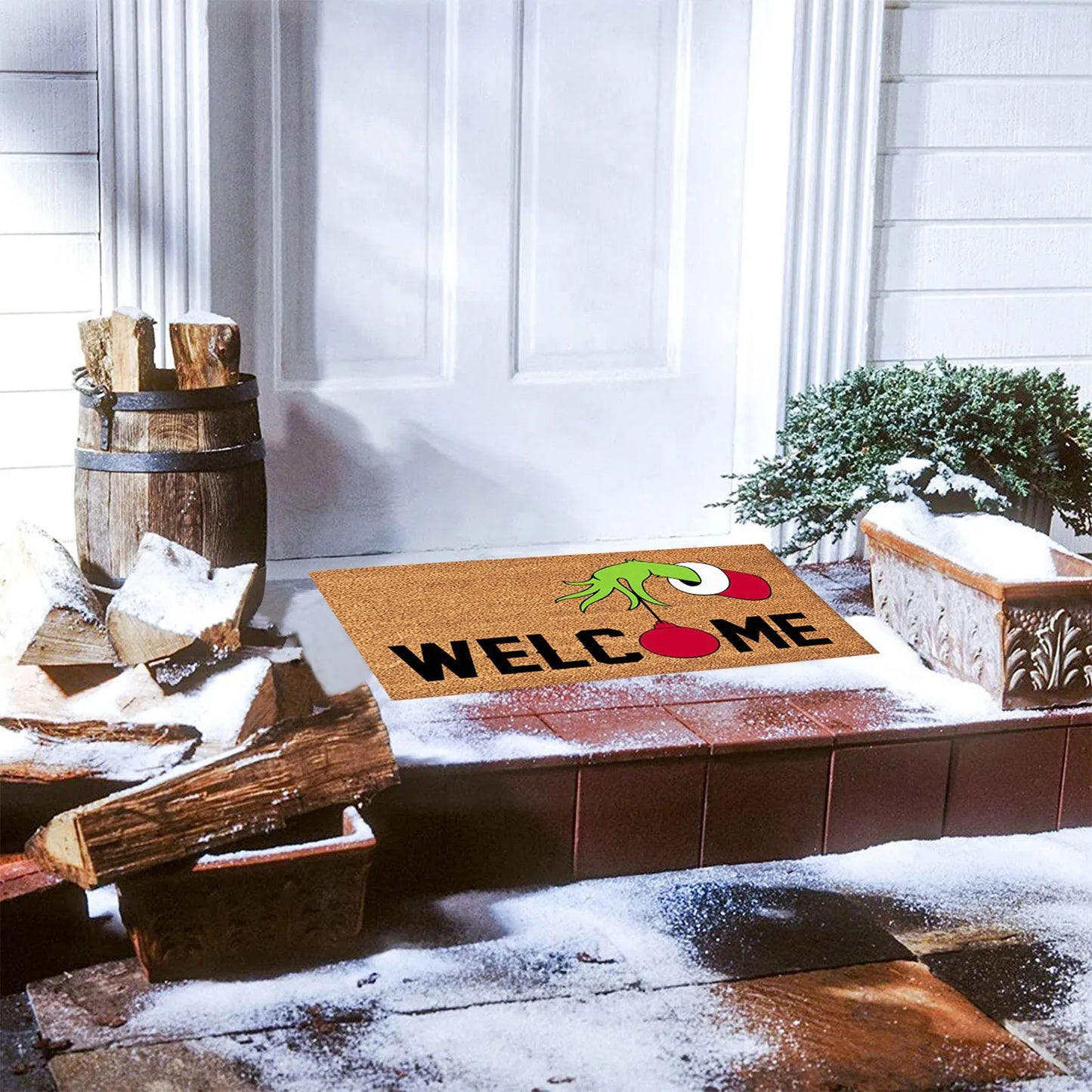 Xmas Welcome Christmas Mat Non-Slip And Washable Doormat Decoration