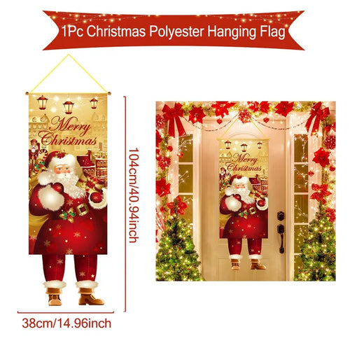 Christmas Hanging Flag Decoration Merry Cristmas Decor for Home 2024